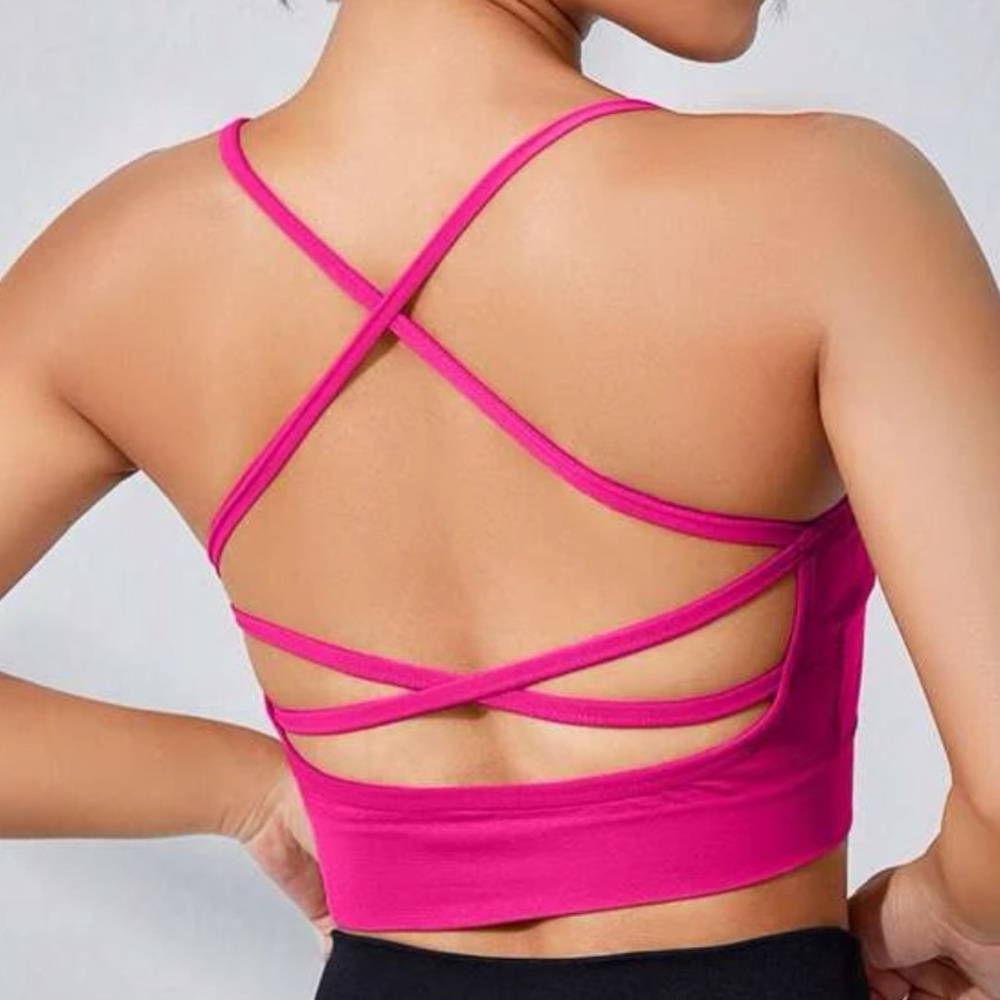 pink padded sports tank